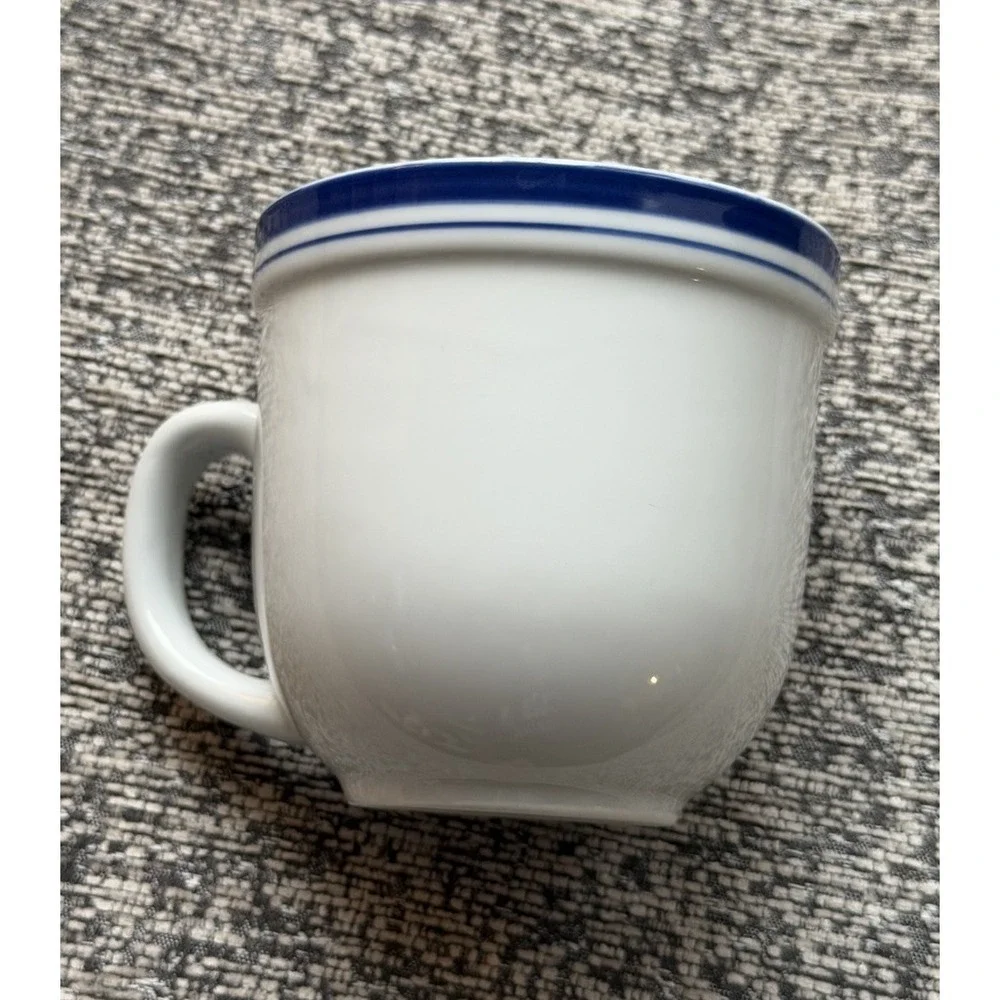 Pottery Barn Mug Club Blue Striped‎ Coffee Tea Cup Replacement White
